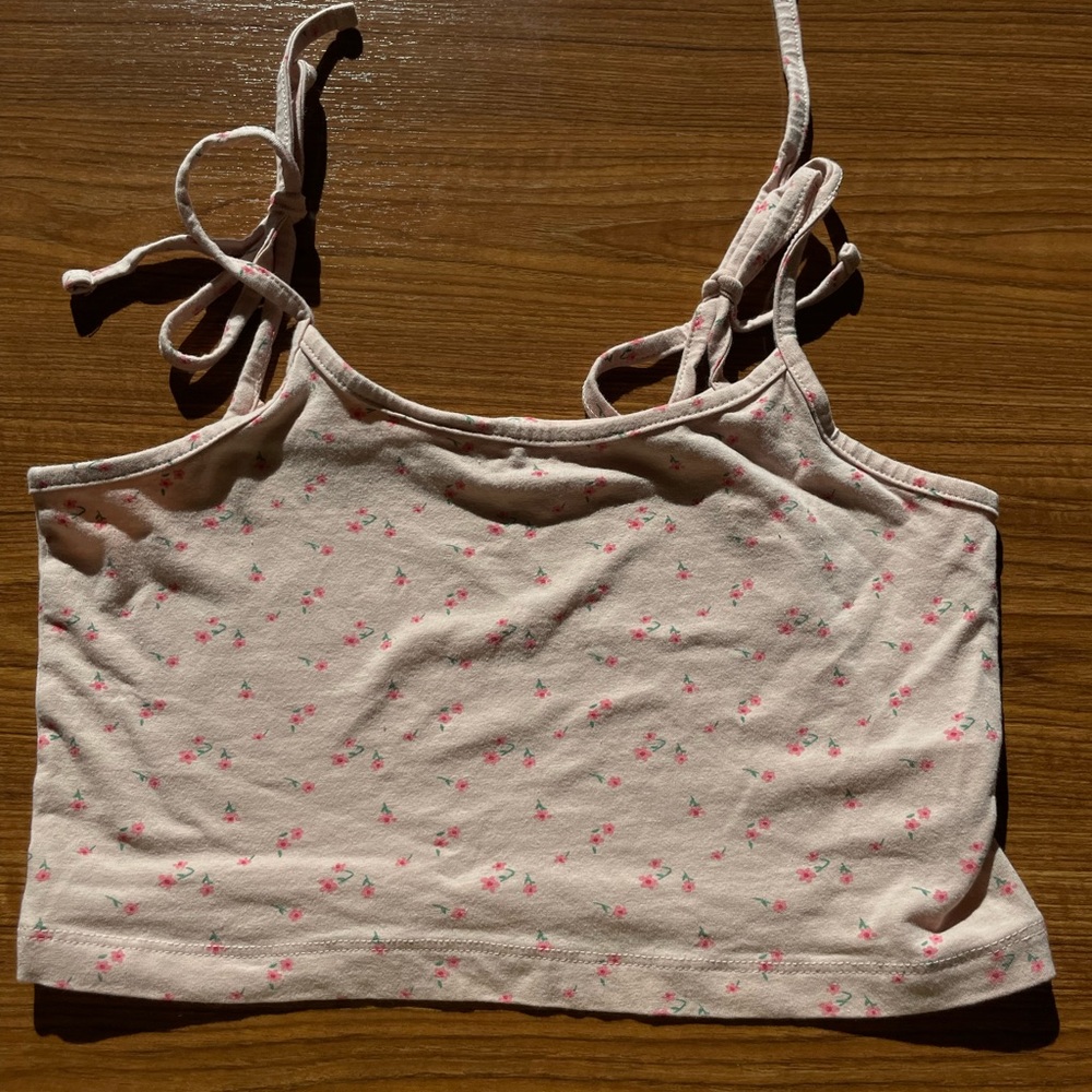 Pink Flower-pattern tank top